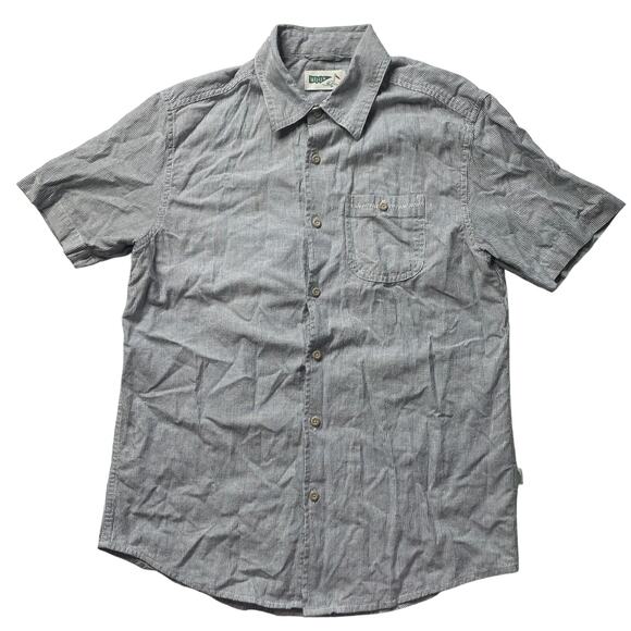 Wellen Hickory Stripe Short Sleeve Button Up Shirt Sz Small Men's Organic Cotton - Picture 1 of 6